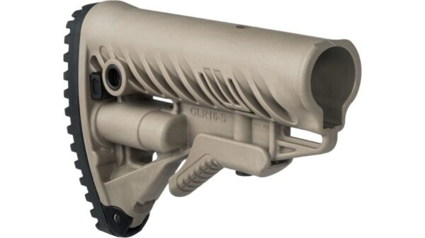 FAB DEFENSE AR15/M4 STOCK WITH BATTERY STORAGE AND RUBBER BUTTPAD FDE